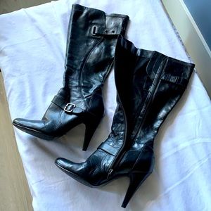 All leather tall sexy boots. Slim fitting